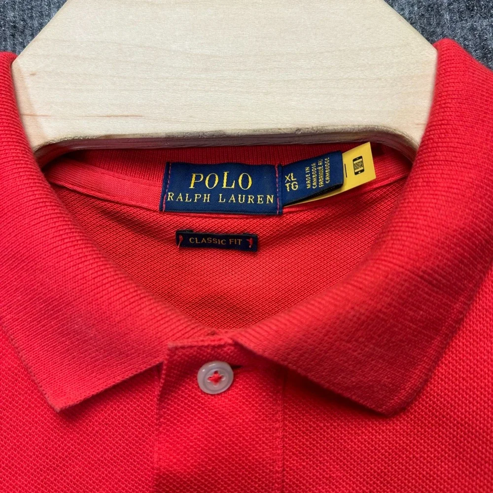 Polo Ralph Lauren Mens XL Classic Fit Red Short Sleeve Pique Polo Shirt Blue